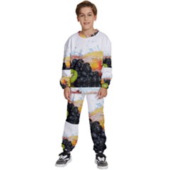 Variety Of Fruit Water Berry Food Splash Kiwi Grape Kids  Sweatshirt Set by B30l