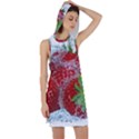 Red Strawberries Water Squirt Strawberry Fresh Splash Drops Racer Back Hoodie Dress View1