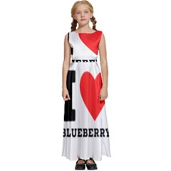 I Love Blueberry  Kids  Satin Sleeveless Maxi Dress by ilovewhateva