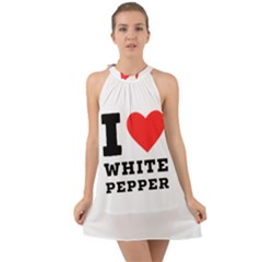 I Love White Pepper Halter Tie Back Chiffon Dress by ilovewhateva