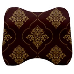 Vector Gold Ornament Pattern Seamless Damask Velour Head Support Cushion by danenraven