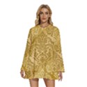 Damas Pattern Vector Texture Gold Ornament With Seamless Round Neck Long Sleeve Bohemian Style Chiffon Mini Dress View1