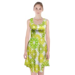 Flowers Green Texture With Pattern Leaves Shape Seamless Racerback Midi Dress by danenraven