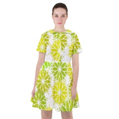 Flowers Green Texture With Pattern Leaves Shape Seamless Sailor Dress by danenraven