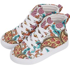 Flowers Pattern Texture White Background Paisley Kids  Hi-top Skate Sneakers by danenraven