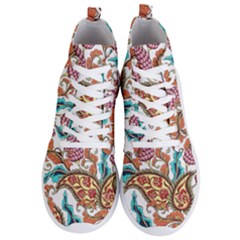 Flowers Pattern Texture White Background Paisley Men s Lightweight High Top Sneakers by danenraven