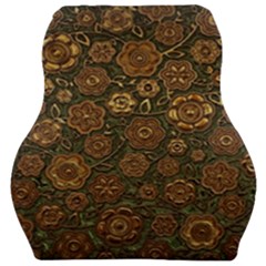 Brown And Green Floral Print Textile Ornament Pattern Texture Car Seat Velour Cushion  by danenraven