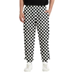 Black And White Checkerboard Background Board Checker Men s Elastic Waist Pants by Cowasu