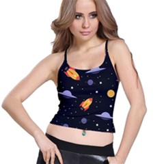 Cosmos Rockets Spaceships Ufos Spaghetti Strap Bra Top by Cowasu