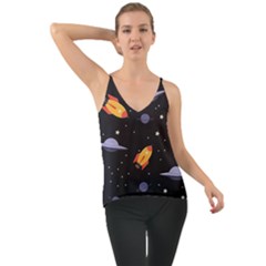 Cosmos Rockets Spaceships Ufos Chiffon Cami by Cowasu