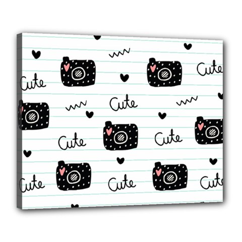 Cute Cameras Doodles Hand Drawn Canvas 20  X 16  (stretched) by Cowasu