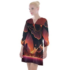 Fire Flame Burn Hot Heat Light Burning Orange Open Neck Shift Dress by Cowasu