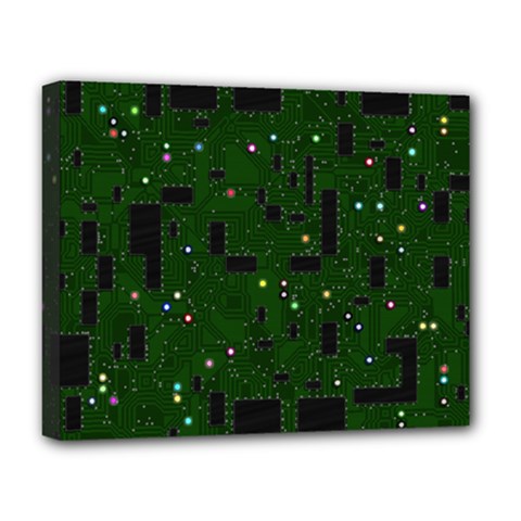 Circuit Board Conductor Tracks Deluxe Canvas 20  X 16  (stretched) by Cowasu