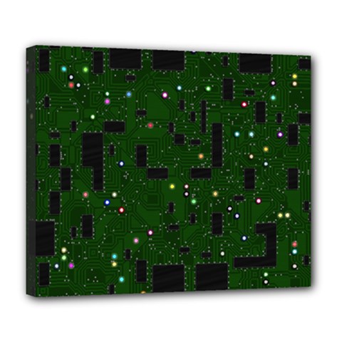 Circuit Board Conductor Tracks Deluxe Canvas 24  X 20  (stretched) by Cowasu