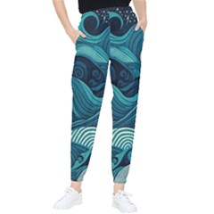 Waves Ocean Sea Abstract Whimsical Abstract Art Women s Tapered Pants by Cowasu