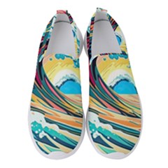 Ai Generated Waves Ocean Sea Tsunami Nautical Blue Sea (2) Women s Slip On Sneakers by Cowasu