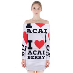 I Love Acai Berry Long Sleeve Off Shoulder Dress by ilovewhateva