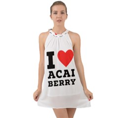 I Love Acai Berry Halter Tie Back Chiffon Dress by ilovewhateva