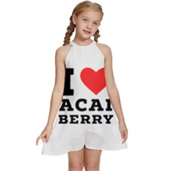 I Love Acai Berry Kids  Halter Collar Waist Tie Chiffon Dress by ilovewhateva