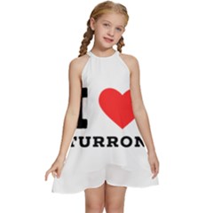 I Love Turron  Kids  Halter Collar Waist Tie Chiffon Dress by ilovewhateva