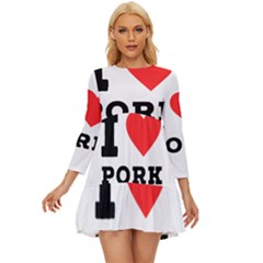 I Love Pork  Long Sleeve Babydoll Dress by ilovewhateva