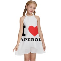 I Love Aperol Kids  Halter Collar Waist Tie Chiffon Dress by ilovewhateva