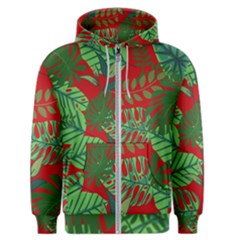 Leaves Leaf Nature Pattern Red Green Men s Zipper Hoodie by Cowasu