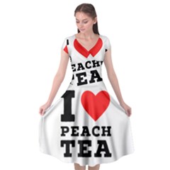 I Love Peach Tea Cap Sleeve Wrap Front Dress by ilovewhateva