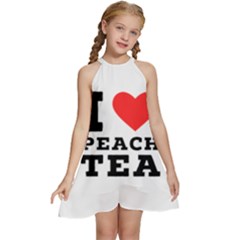 I Love Peach Tea Kids  Halter Collar Waist Tie Chiffon Dress by ilovewhateva