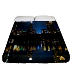 New York Night Central Park Skyscrapers Skyline Fitted Sheet (king Size) by Cowasu