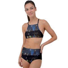 New York Night Central Park Skyscrapers Skyline High Waist Tankini Set by Cowasu