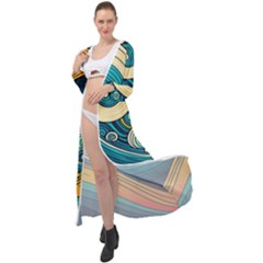 Waves Wave Ocean Sea Abstract Whimsical Abstract Art Maxi Chiffon Beach Wrap by Cowasu