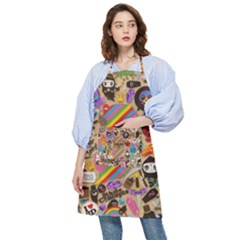 Multicolored Doodle Art Wallpaper Pocket Apron by Cowasu