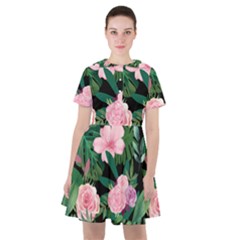 Flower Roses Pattern Floral Nature Sailor Dress by danenraven