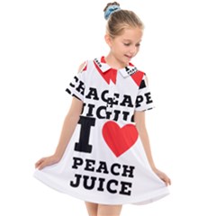 I Love Peach Juice Kids  Short Sleeve Shirt Dress by ilovewhateva