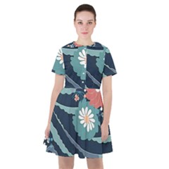 Waves Flowers Pattern Water Floral Minimalist Sailor Dress by danenraven