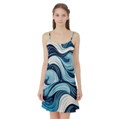 Pattern Ocean Waves Arctic Ocean Blue Nature Sea Satin Night Slip by danenraven