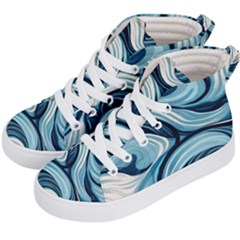 Pattern Ocean Waves Arctic Ocean Blue Nature Sea Kids  Hi-top Skate Sneakers by danenraven