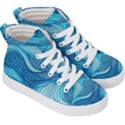 Ocean Waves Sea Abstract Pattern Water Blue Kids  Hi-Top Skate Sneakers View3