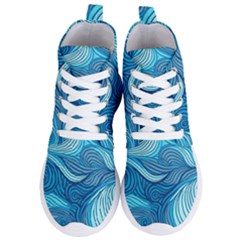 Ocean Waves Sea Abstract Pattern Water Blue Women s Lightweight High Top Sneakers by danenraven