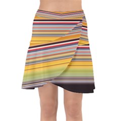 Neopolitan Horizontal Lines Strokes Wrap Front Skirt by Bangk1t