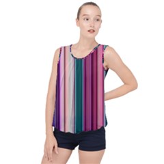 Vertical Line Color Lines Texture Bubble Hem Chiffon Tank Top by Bangk1t