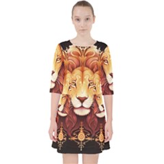 Lion Star Sign Astrology Horoscope Quarter Sleeve Pocket Dress by Bangk1t