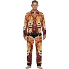 Lion Star Sign Astrology Horoscope Men s Long Sleeve Velvet Pocket Pajamas Set by Bangk1t