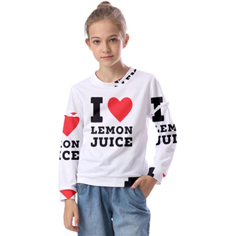 I Love Lemon Juice Kids  Long Sleeve Tee With Frill  by ilovewhateva