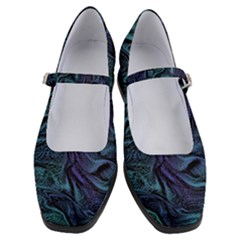 Abstract Blue Wave Texture Patten Women s Mary Jane Shoes by Bangk1t