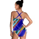 Color Lines Slanting Green Blue Tankini Set View2