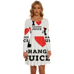 I Love Orange Juice Long Sleeve Wide Neck Velvet Dress by ilovewhateva