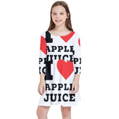 I Love Apple Juice Kids  Quarter Sleeve Skater Dress by ilovewhateva