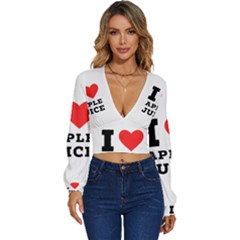 I Love Apple Juice Long Sleeve Deep-v Velour Top by ilovewhateva